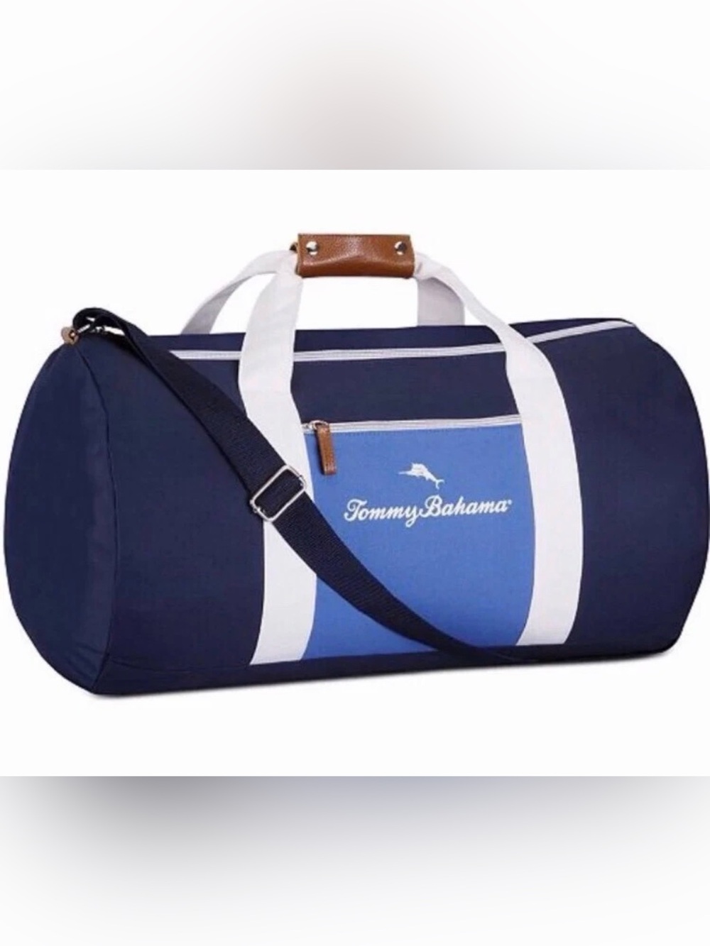 Tommy Bahama Navy and Blue Canvas Duffel Bag